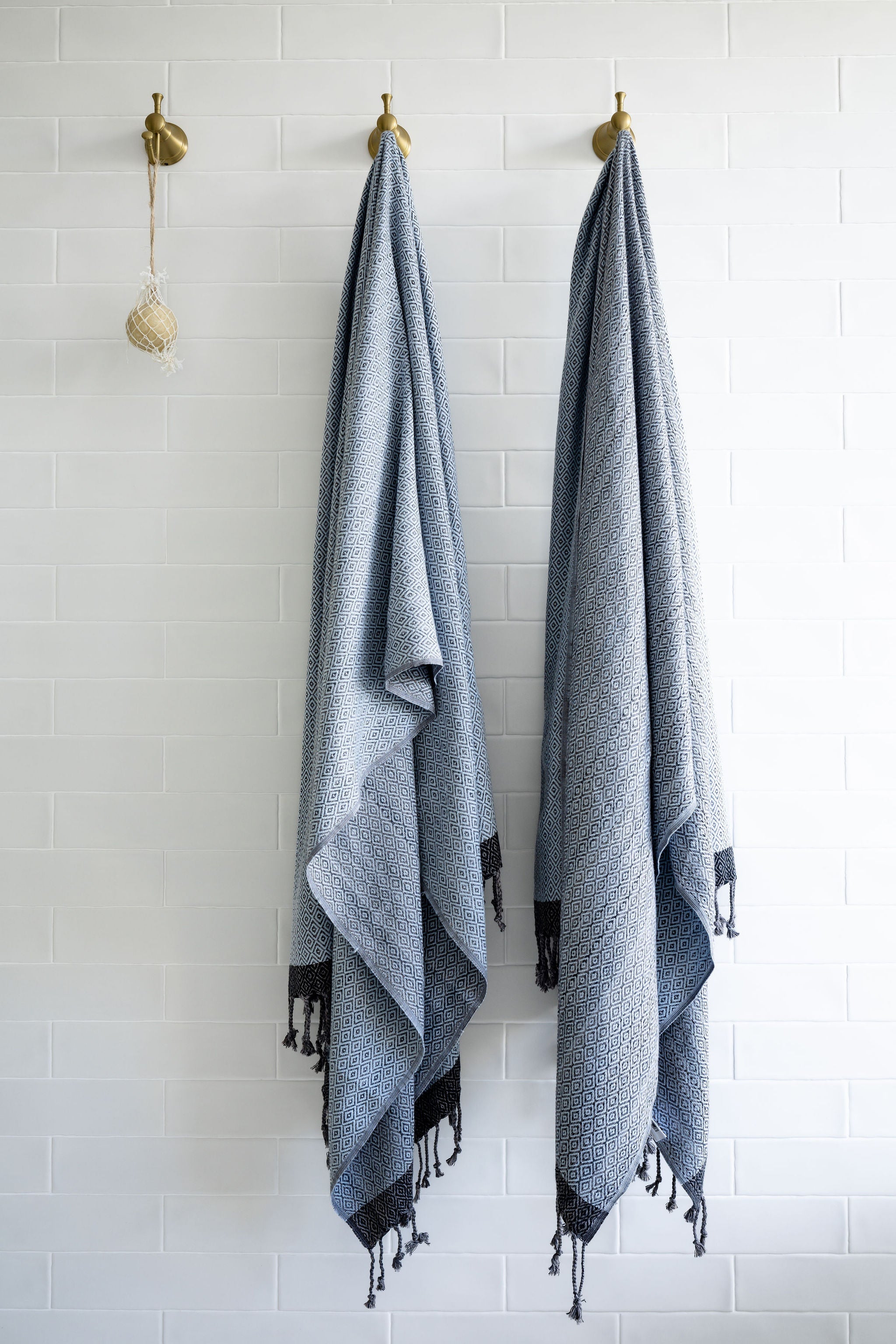 Tulumba Diamond Pattern Towels and Wraps Grey tones with Charcoal Stripe