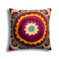 Hand embroidered Turkish Bath & Home cushion cover featuring traditional motif circles in vibrant colors and intricate design.