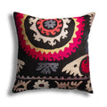 Hand embroidered traditional motif cushion cover by Turkish Bath & Home featuring intricate, colorful embroidery on fabric.