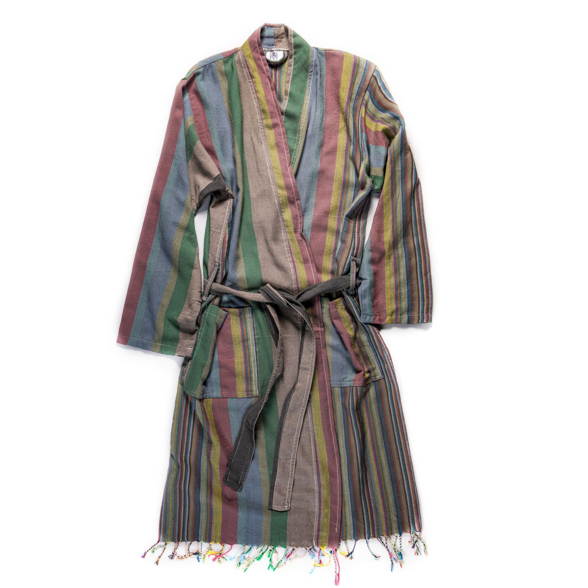 Multi-Striped Pestamel Robe - Turkish Bath & Home