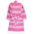 Lightweight striped flat weave robe from Turkish Bath & Home, featuring a relaxed fit and soft fabric, perfect for lounging.