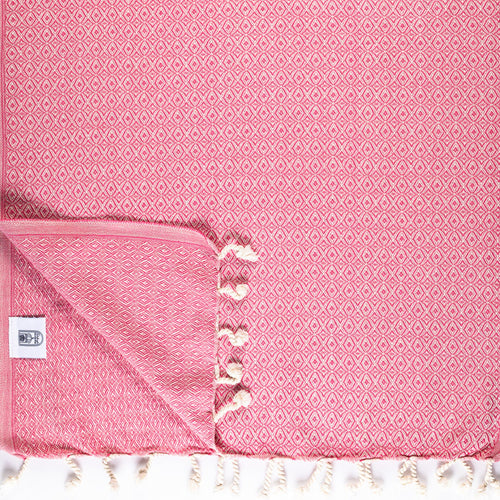 Turkish Bath & Home diamond flat weave scarf with intricate patterns, lightweight and stylish accessory for versatile use