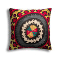 Traditional motif dance hand embroidered cushion cover by Turkish Bath & Home featuring colorful embroidery on fabric.