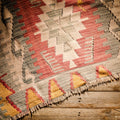 Vintage Kayseri Kilim rug from Turkey featuring traditional geometric patterns in rich earthy tones, handcrafted by Turkish artisans.