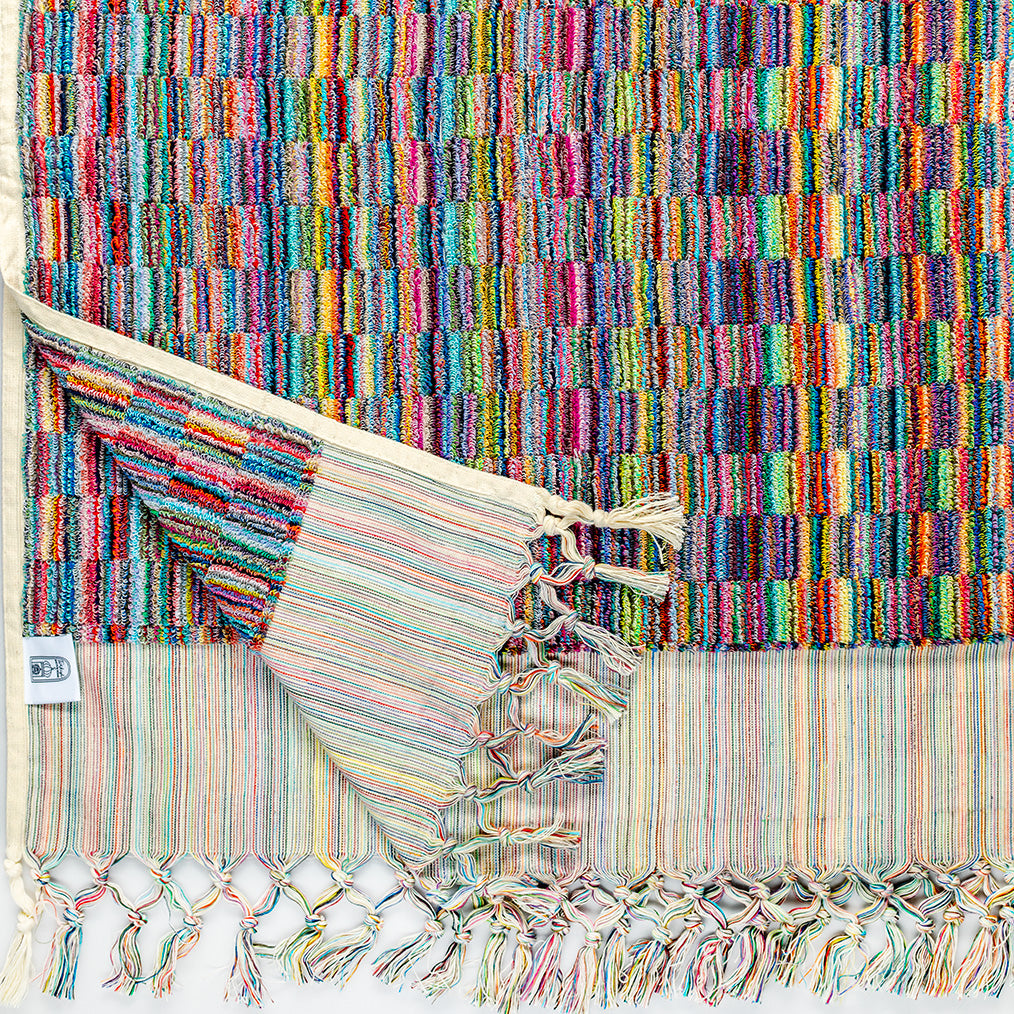 Large Seamed Multi Striped Thick Hand Towel