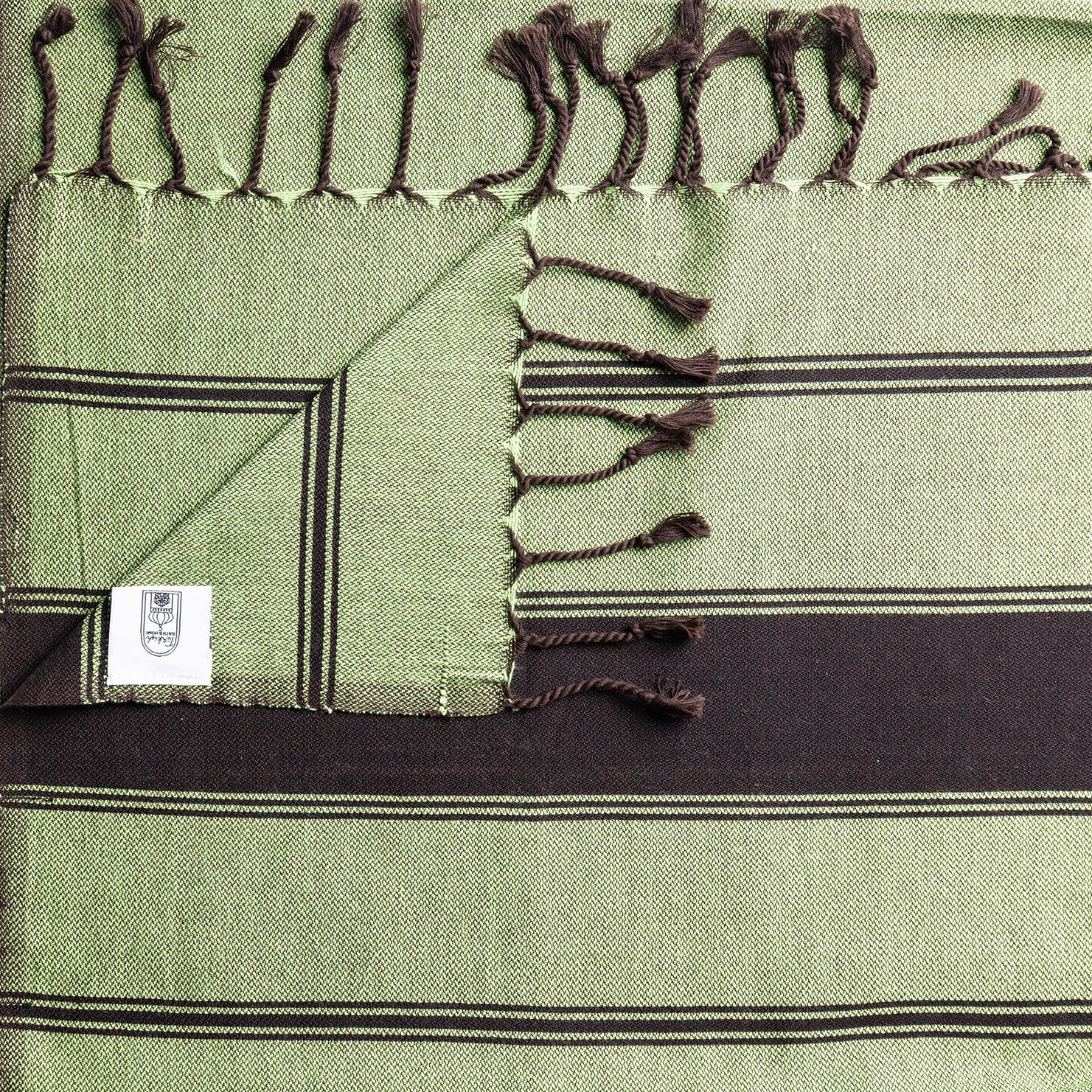 Chocolate Bold Stripe Flat Weave Towel