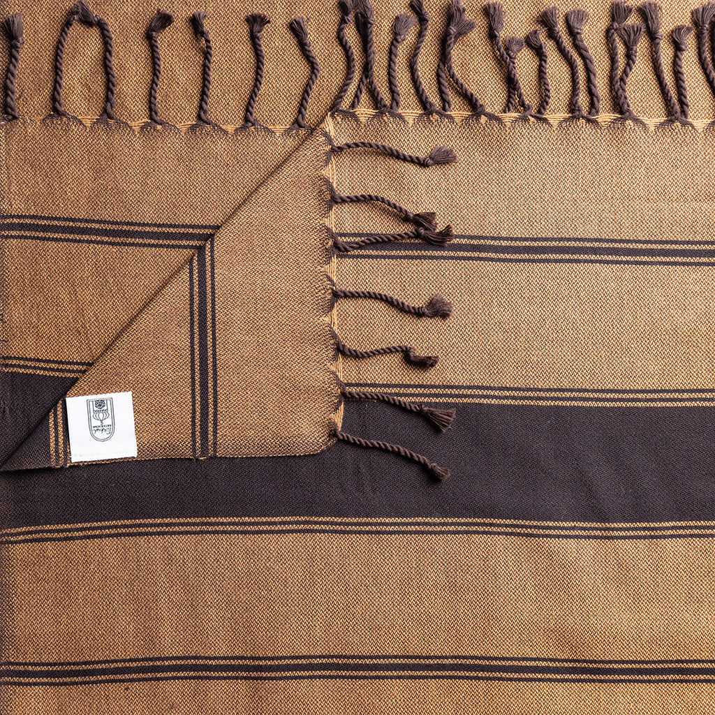 Chocolate Bold Stripe Flat Weave Towel