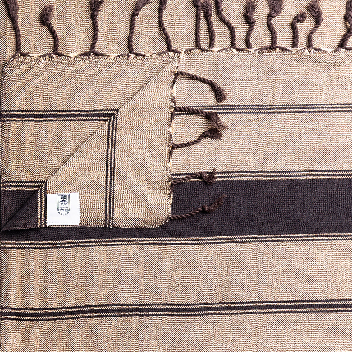 Chocolate Bold Stripe Flat Weave Towel