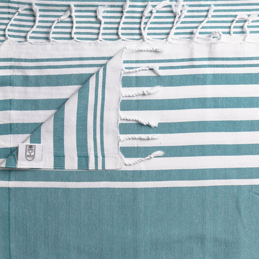 Flat Weave Turkish Multi White Stripe Summer Towel