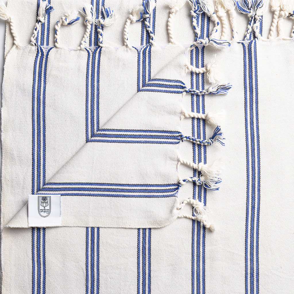 Summer Blue Vertical Stripe Flat Weave Towels