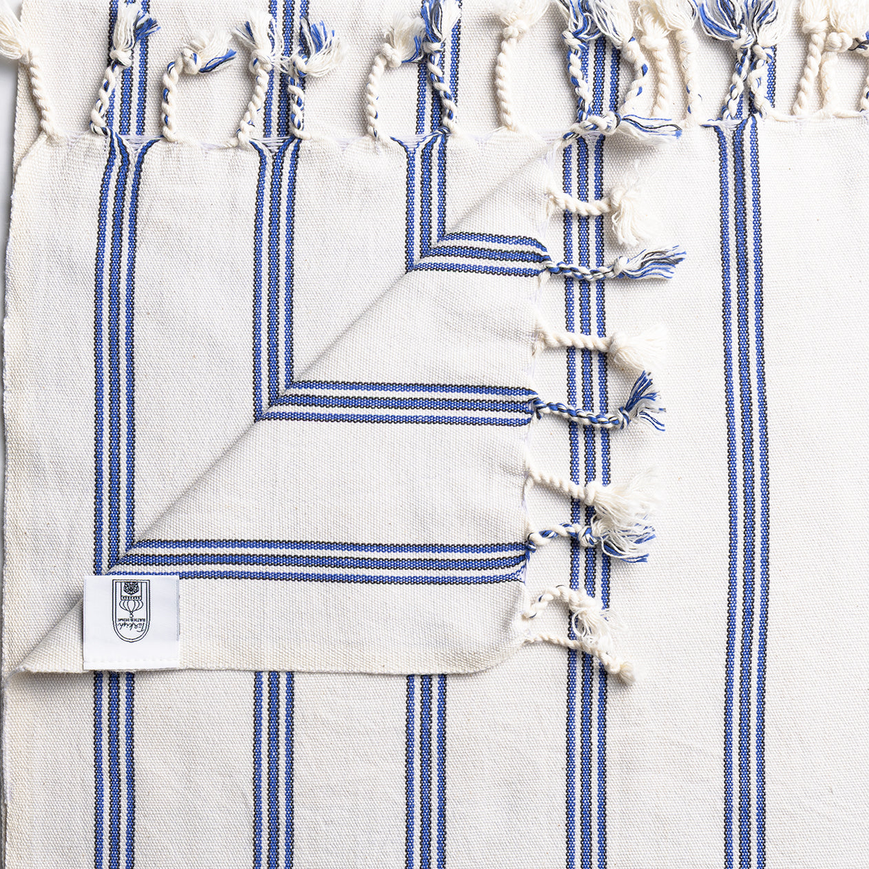 Summer Blue Vertical Stripe Flat Weave Towels