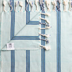 Summer Blue Vertical Stripe Flat Weave Towels