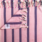 Summer Blue Vertical Stripe Flat Weave Towels