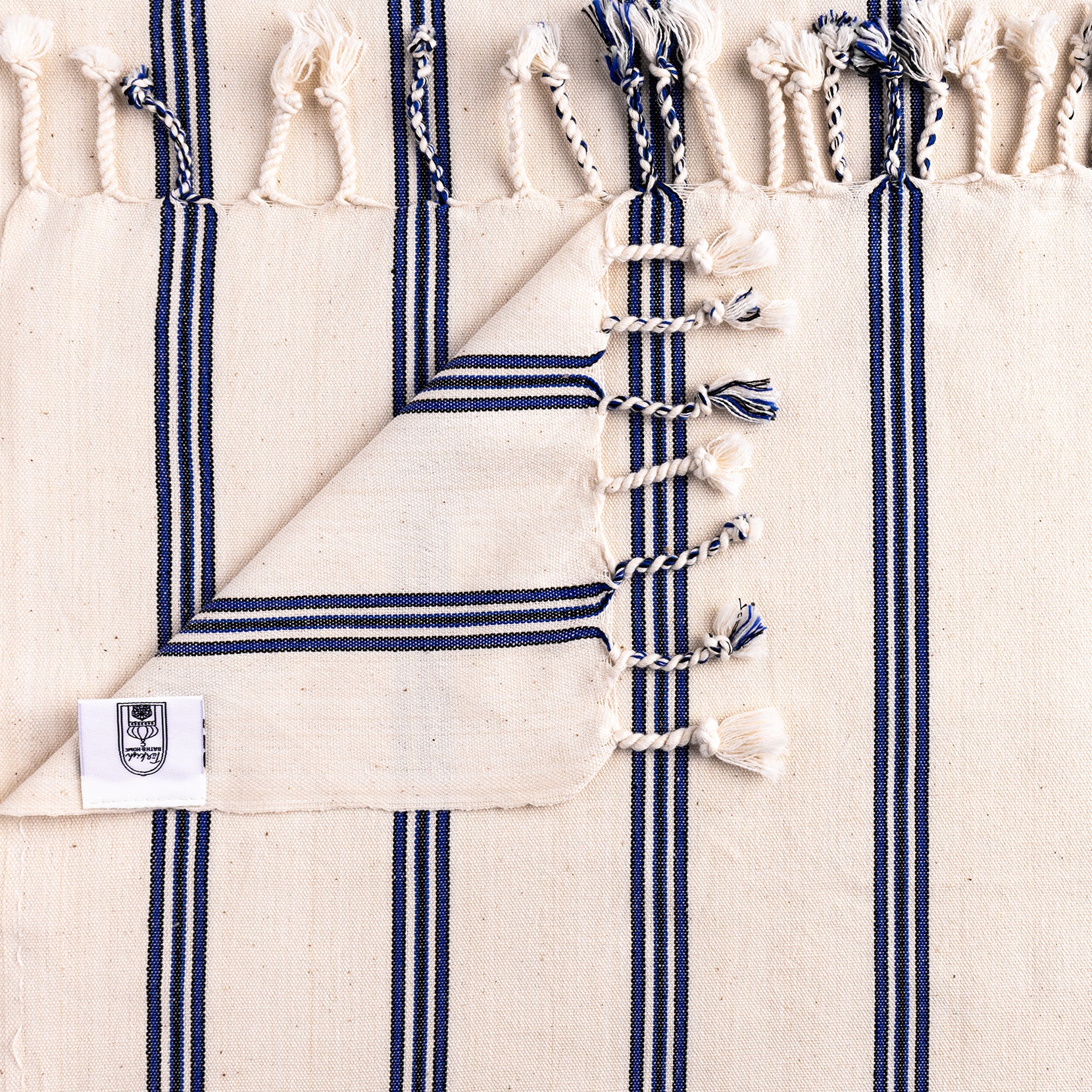 Summer Blue Vertical Stripe Flat Weave Towels