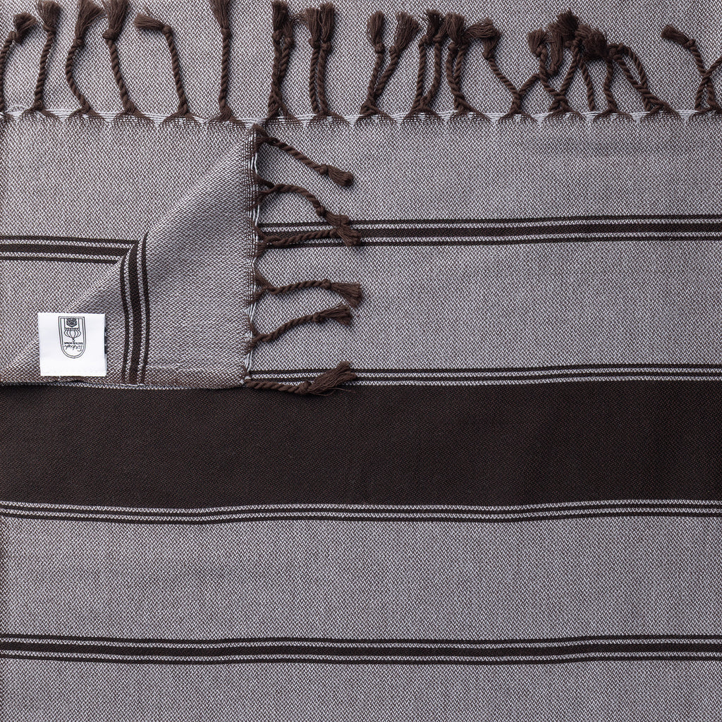 Chocolate Bold Stripe Flat Weave Towel