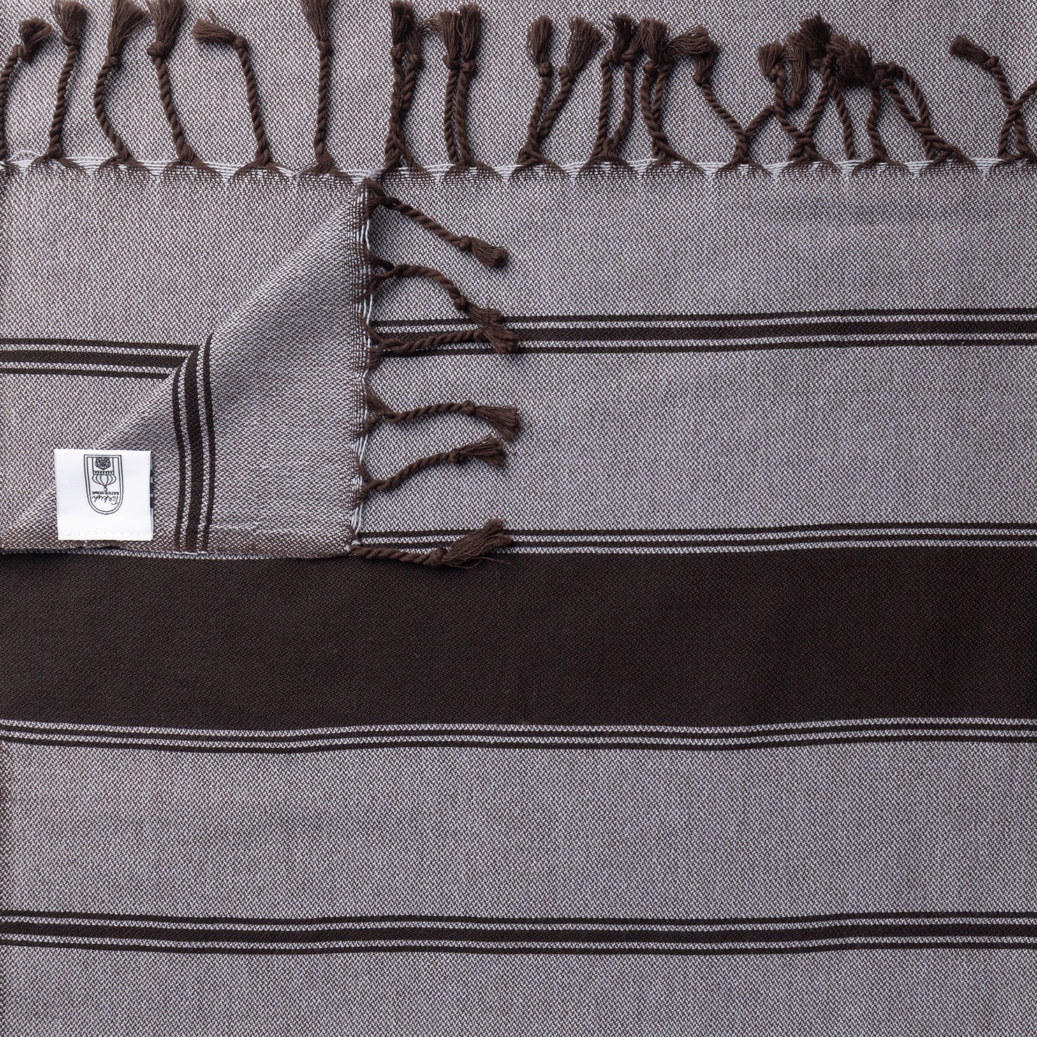 Chocolate Bold Stripe Flat Weave Towel