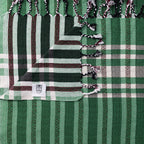Light green Turkish Bath & Home stripe check lightweight towel with soft, absorbent fabric, ideal for bathroom and beach use.