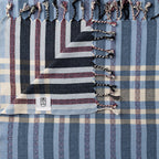 Blue Turkish Bath & Home striped check lightweight towel with modern design, ideal for beach or bath use.