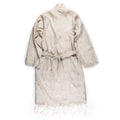 Turkish Bath & Home Ottoman linen robe hanging on a hook, soft fabric with a relaxed fit, perfect for lounging or spa use.