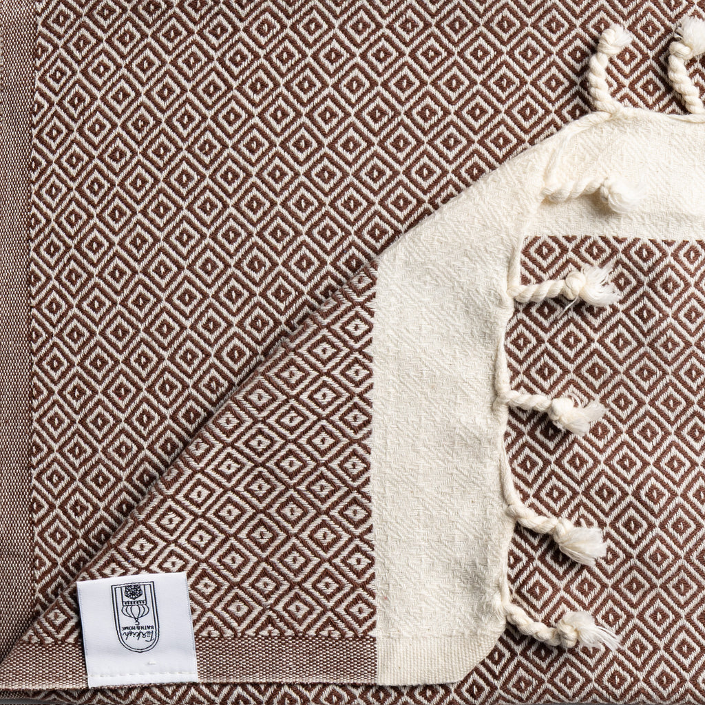 Turkish Bath & Home diamond-design lightweight hand towels with elegant pattern, soft and absorbent for everyday use.