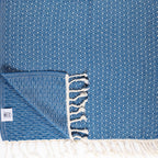 Navy dot hand towel with tassels